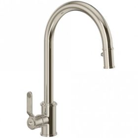 Perrin & Rowe Armstrong Single Lever Pull-down Textured Kitchen mixer Tap Polished Nickel