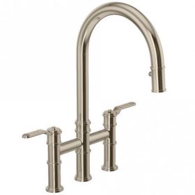 Perrin & Rowe Armstrong Pull-down Bridge Textured Kitchen mixer Tap Polished Nickel
