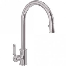 Perrin & Rowe Armstrong Single Lever Pull-down Textured Kitchen mixer Tap Pewter 