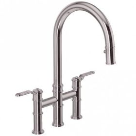 Perrin & Rowe Armstrong Pull-down Bridge Textured Kitchen mixer Tap Pewter 