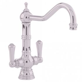Perrin & Rowe Provence twin lever Kitchen mixer Tap Pewter
