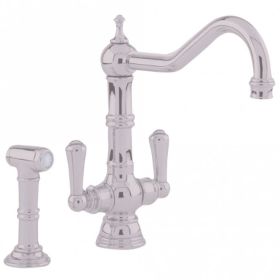 Perrin & Rowe Provence twin lever & rinse Kitchen mixer Tap Pewter