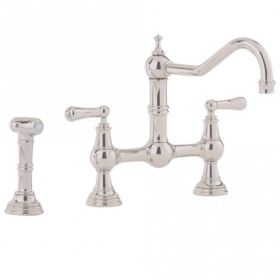 Perrin & Rowe Provence Bridge with levers & rinse Kitchen mixer Tap Pewter