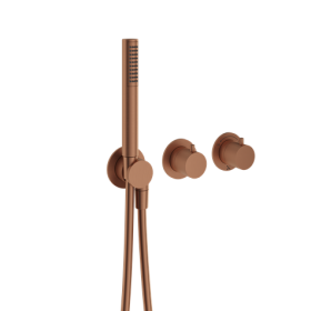 Crosswater MPRO Brushed Bronze Module 3 Outlet 2 Handle Trimset &amp; Handset