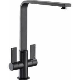 Abode Quantic Twin Lever Kitchen mixer Tap Matt Black