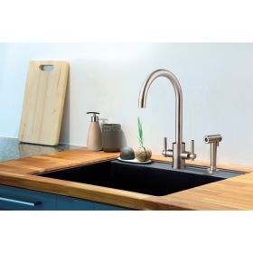 Clearwater Rococo Mono Kitchen mixer Tap with Rinse Brushed Nickel