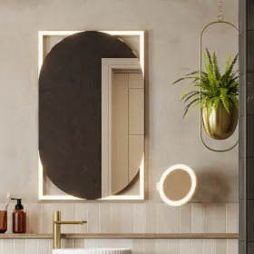 HiB Rubin LED H90 X W60cm Bathroom Mirror-Brushed Brass