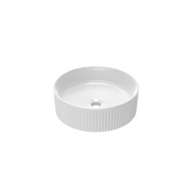 Saneux SIENNA 37cm round countertop washbasin - Fluted form - Gloss White