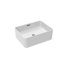 Saneux SIENNA 40x31.5cm rectangular countertop washbasin - with Overflow - Gloss White