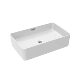 Saneux SIENNA 55x35cm rectangular countertop washbasin - with Overflow- Gloss White