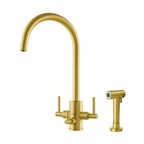 Clearwater Stella Kitchen mixer filter Tap with Rinse Brushed Brass