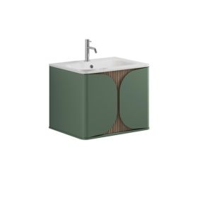 Crosswater Tambour 600mm One Drawer Wall Hung Vanity with 1TH Basin-Sage Green