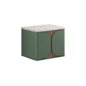 Crosswater Tambour 600mm One Drawer Wall Hung Vanity with Gold Vein Estatuario Worktop-Sage Green