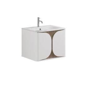 Crosswater Tambour 600mm One Drawer Wall Hung Vanity with 1TH Basin-White Matt