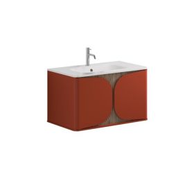 Crosswater Tambour 800mm One Drawer Wall Hung Vanity with 1TH Basin-Soft Clay