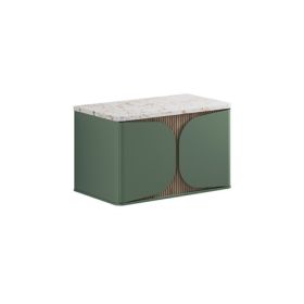 Crosswater Tambour 800mm One Drawer Wall Hung Vanity with Gold Vein Estatuario Worktop-Sage Green