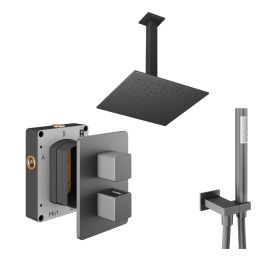 Abacus Shower Pack 4 - Square - Matt Anthracite