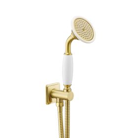 Just Taps Grosvenor Water Outlet and Holder with Hand-Shower, Side Fixing Brushed Brass