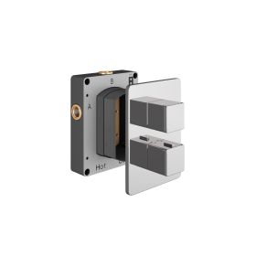 Abacus Ez Box 2.0 Thermostatic Shower Valve 2 Outlet 2 Chrome Square Handles