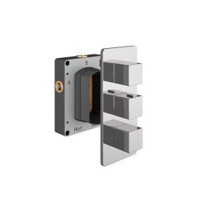 Abacus Ez Box 2.0 Thermostatic Shower Valve 3 Outlet 2 Chrome Square Handles