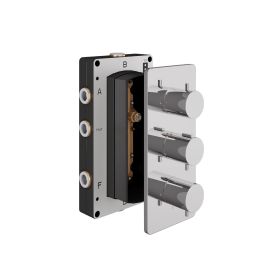 Abacus Ez Box 3.0 Thermostatic Shower Valve 3 Outlet 3 Chrome Round Handles