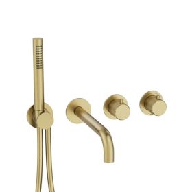 Crosswater Module 3ONE6 2 outlet 2 Control with Bath Spout and Handshower-Stainless Brushed Brass