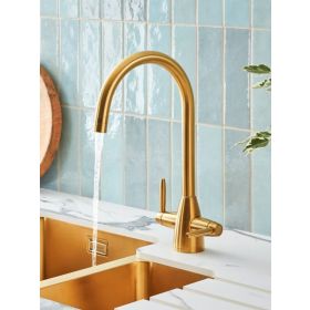 Clearwater Tutti Twin Lever Kitchen mixer Tap Artisan Brass