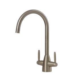 Clearwater Tutti Twin Lever Kitchen mixer Tap Brushed Nickel