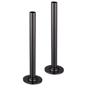 Just Taps Brushed Black Set of Pipe and Flanges for Radiators Valves 