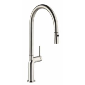 Abode Tubist Single Lever Kitchen mixer Tap with Pull Out spray Brushed Nickel