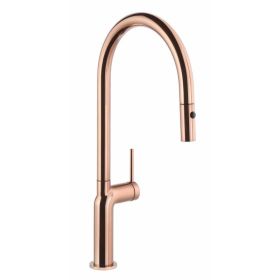 Abode Tubist Single Lever Kitchen mixer Tap with Pull Out spray Polished Copper