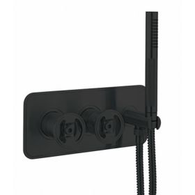 Crosswater UNION 2 Outlet 2 Handle Concealed Thermostatic Shower Valve & Handset Matt Black