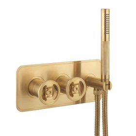 Crosswater Union 2 Handle Trimset with Handset & Hose Union Brass