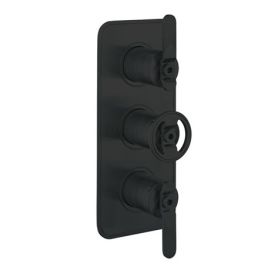 Crosswater UNION 2 Outlet 3 Handle Concealed Thermostatic Shower Valve Portrait Matt Black