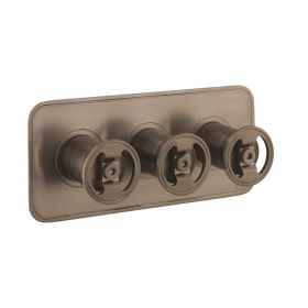 Crosswater Union 3 Handle Wheel Trimset Brushed Black Chrome 