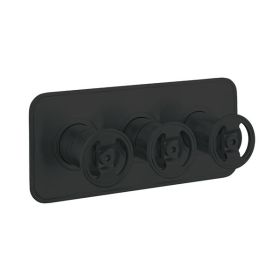 Crosswater UNION 2 Outlet 3 Handle Concealed Thermostatic Shower Valve Landscape Matt Black