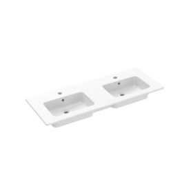 Saneux UNI 120x47cm 2 bowl washbasin 2TH - Gloss White