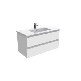 Saneux UNI 100cm 2 drawer wall mounted unit - Matt White
