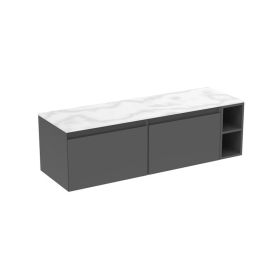 Saneux UNI 140cm Kit - 2 x 60cm 1 Drawer wall mounted unit & 20cm Spacer - Matt Anthracite