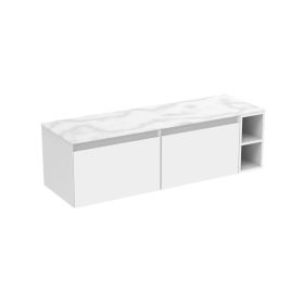 Saneux UNI 140cm Kit - 2 x 60cm 1 Drawer wall mounted unit & 20cm Spacer - Matt White