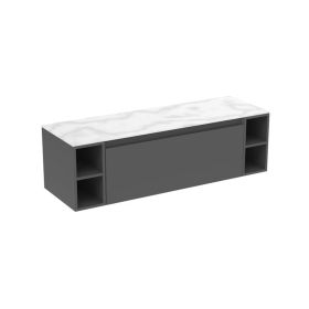 Saneux UNI 140cm Kit - 100cm 2 Drawer wall mounted unit & 2 x 20cm Spacers - Matt Anthracite