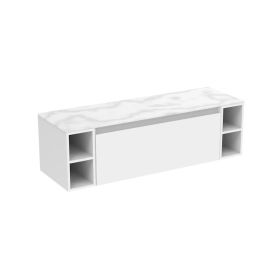 Saneux UNI 140cm Kit - 100cm 2 Drawer wall mounted unit & 2 x 20cm Spacers - Matt White