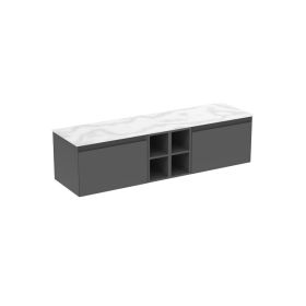 Saneux UNI 160cm Kit - 2 x 60cm 1 Drawer wall mounted unit & 2 x 20cm Spacers - Matt Anthracite