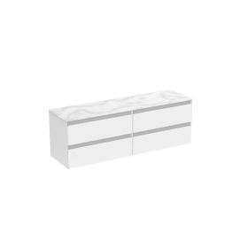 Saneux UNI 160cm Kit - 2 x 80cm 2 Drawer Wall Mounted Unit - Matt White