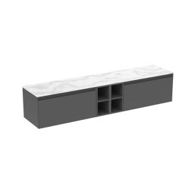 Saneux UNI 200cm Kit - 2 x 80cm 1 Drawer wall mounted unit & 2 x 20cm Spacers - Matt Anthracite