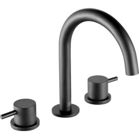 Just Taps Vos 3-Hole Deck Mounted Designer Handle Basin Mixer Tap-Matt Black