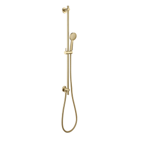 Just Taps VOS Slide Rail with Round Shower Handle and Hose with bottom outlet-Brushed Brass