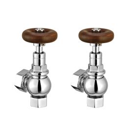 Just Taps Brass with chrome finish Wooden Radiator Valve 