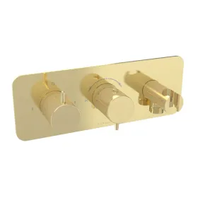 Saneux EDEN 2 way handles & plate finish kit in landscape with outlet elbow (for ED020L.H.BB) - Brushed Brass (PVD)