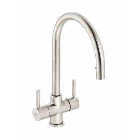 Abode Zest Monobloc Kitchen mixer Tap with Pull Out Spray Brushed Nickel